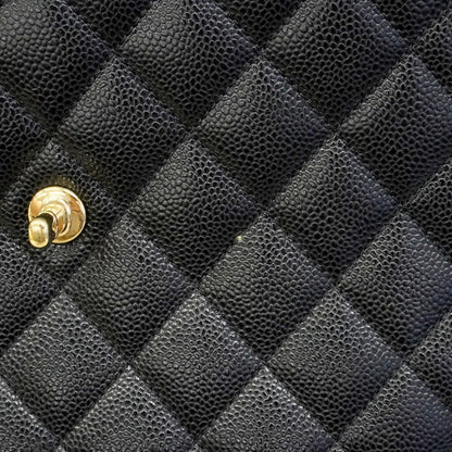 Chanel Handbag Quilted Caviar Leather Black Gold — view 8