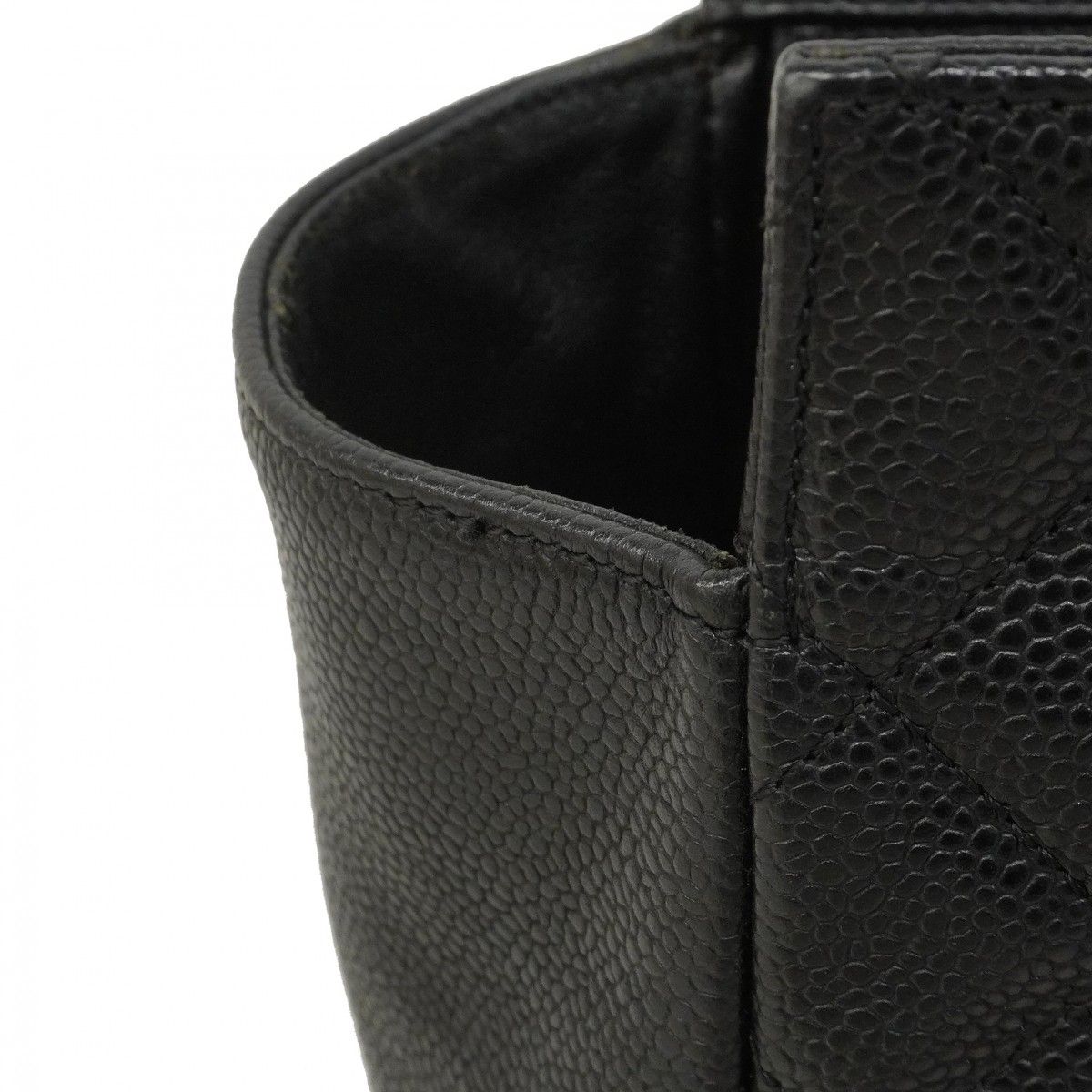 Chanel Chain Tote Quilted Caviar Leather Black Gold — view 7