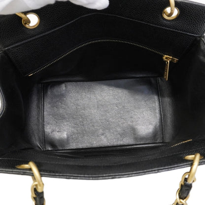 Chanel Chain Tote Quilted Caviar Leather Black Gold — view 4