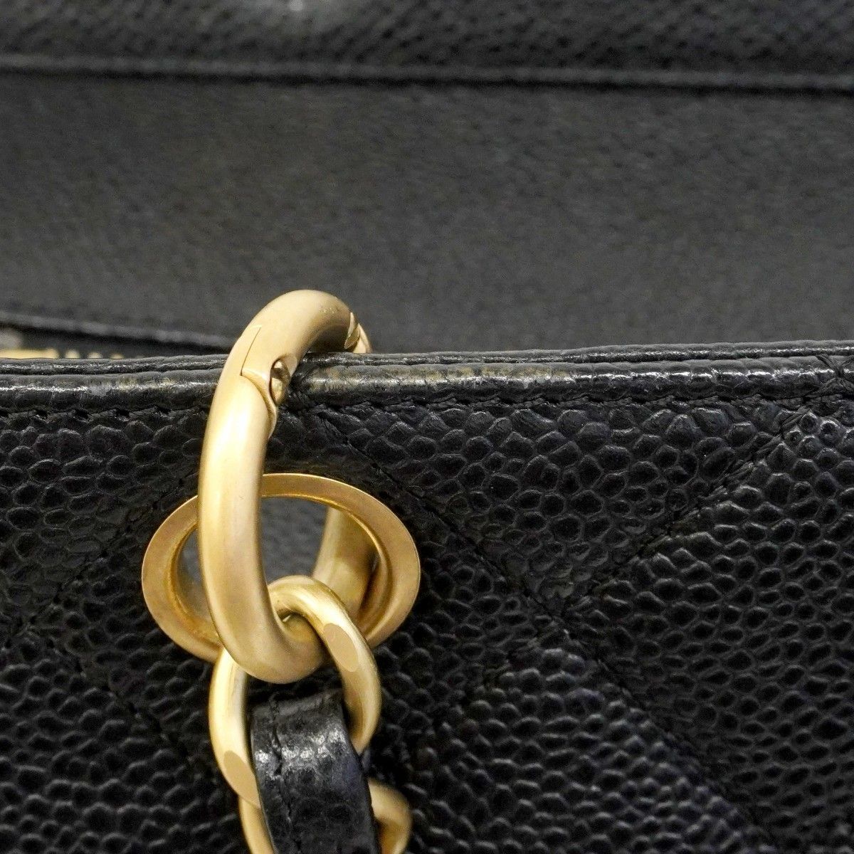 Chanel Chain Tote Quilted Caviar Leather Black Gold — view 6