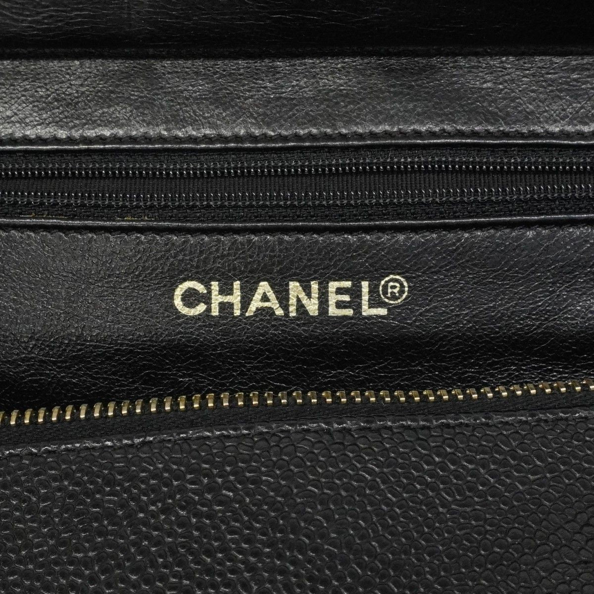 Chanel Chain Tote Quilted Caviar Leather Black Gold — view 5