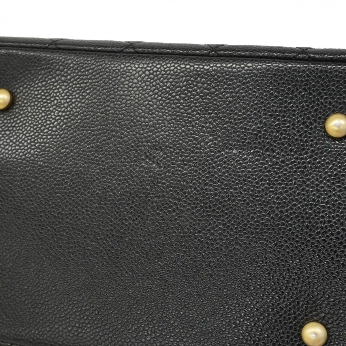 Chanel Chain Tote Quilted Caviar Leather Black Gold — view 8