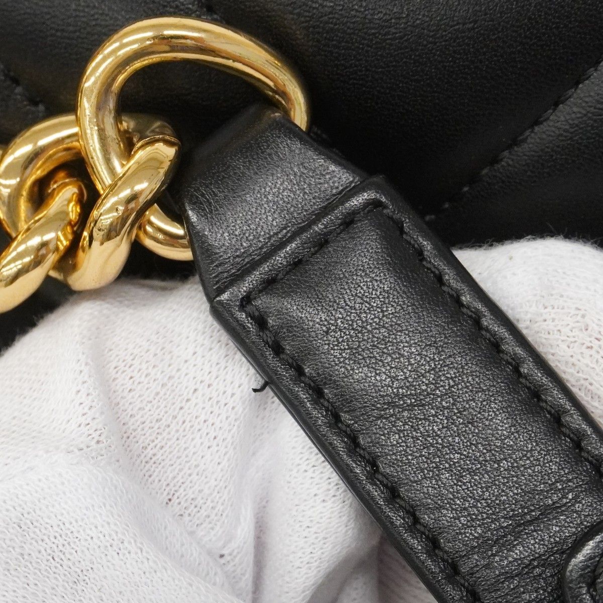 Chanel Shoulder Bag Stitch Lambskin Black Gold — view 6