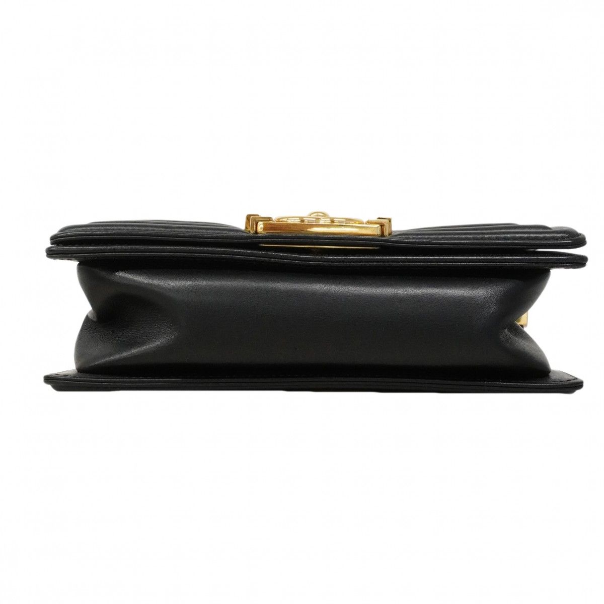Chanel Shoulder Bag Stitch Lambskin Black Gold — view 3