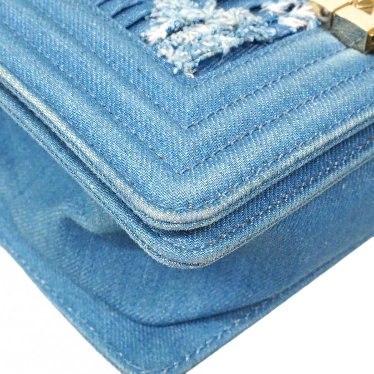 Chanel Shoulder Bag Denim Blue Chien Pants Gold — view 6
