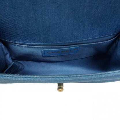 Chanel Shoulder Bag Denim Blue Chien Pants Gold — view 4