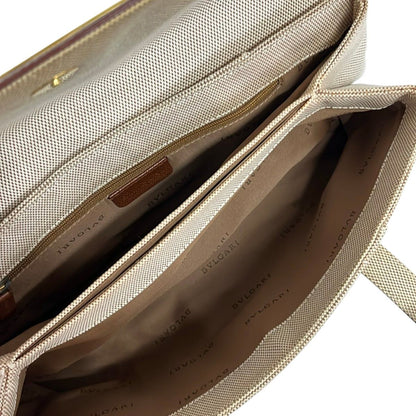 Bvlgari Shoulder Bag Beige Brown Leather — view 7
