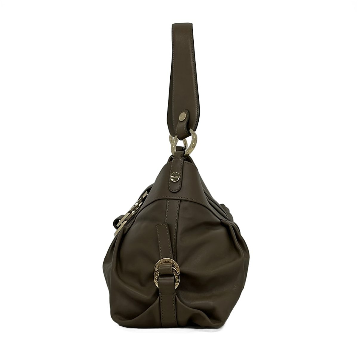 Bvlgari Shoulder Bag Chandra Gray Beige Leather — view 2