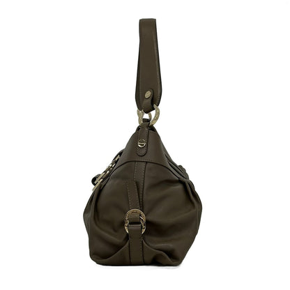 Bvlgari Shoulder Bag Chandra Gray Beige Leather — view 2