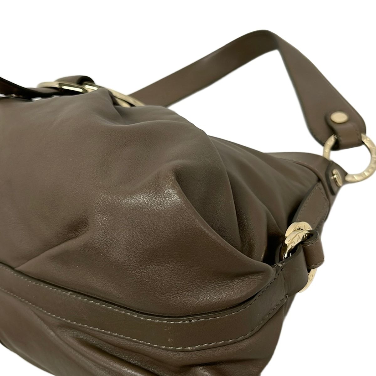 Bvlgari Shoulder Bag Chandra Gray Beige Leather — view 6