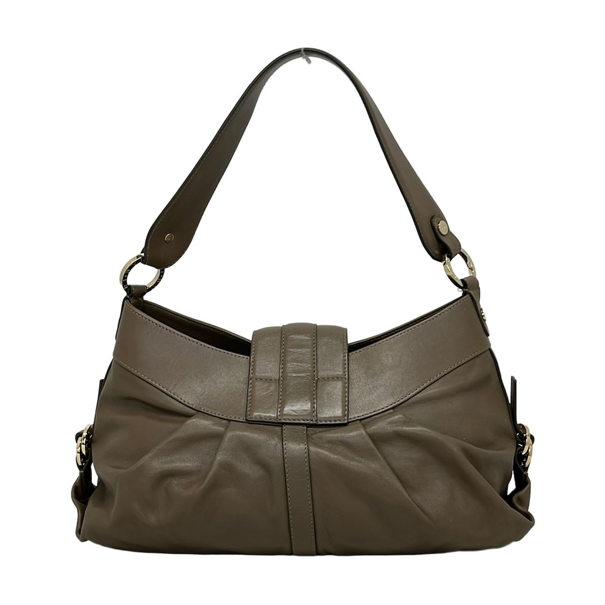 Bvlgari Shoulder Bag Chandra Gray Beige Leather — view 3