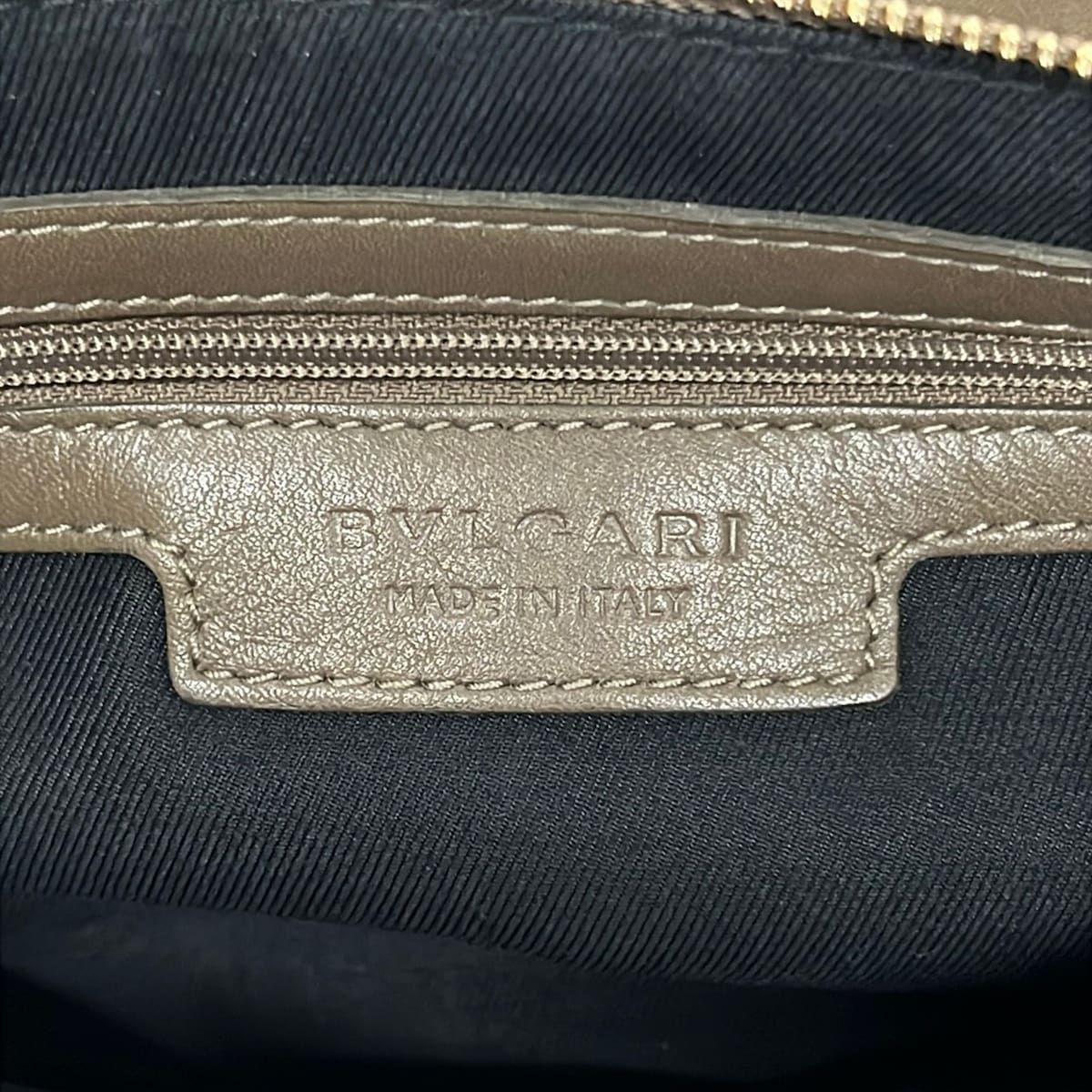 Bvlgari Shoulder Bag Chandra Gray Beige Leather — view 9