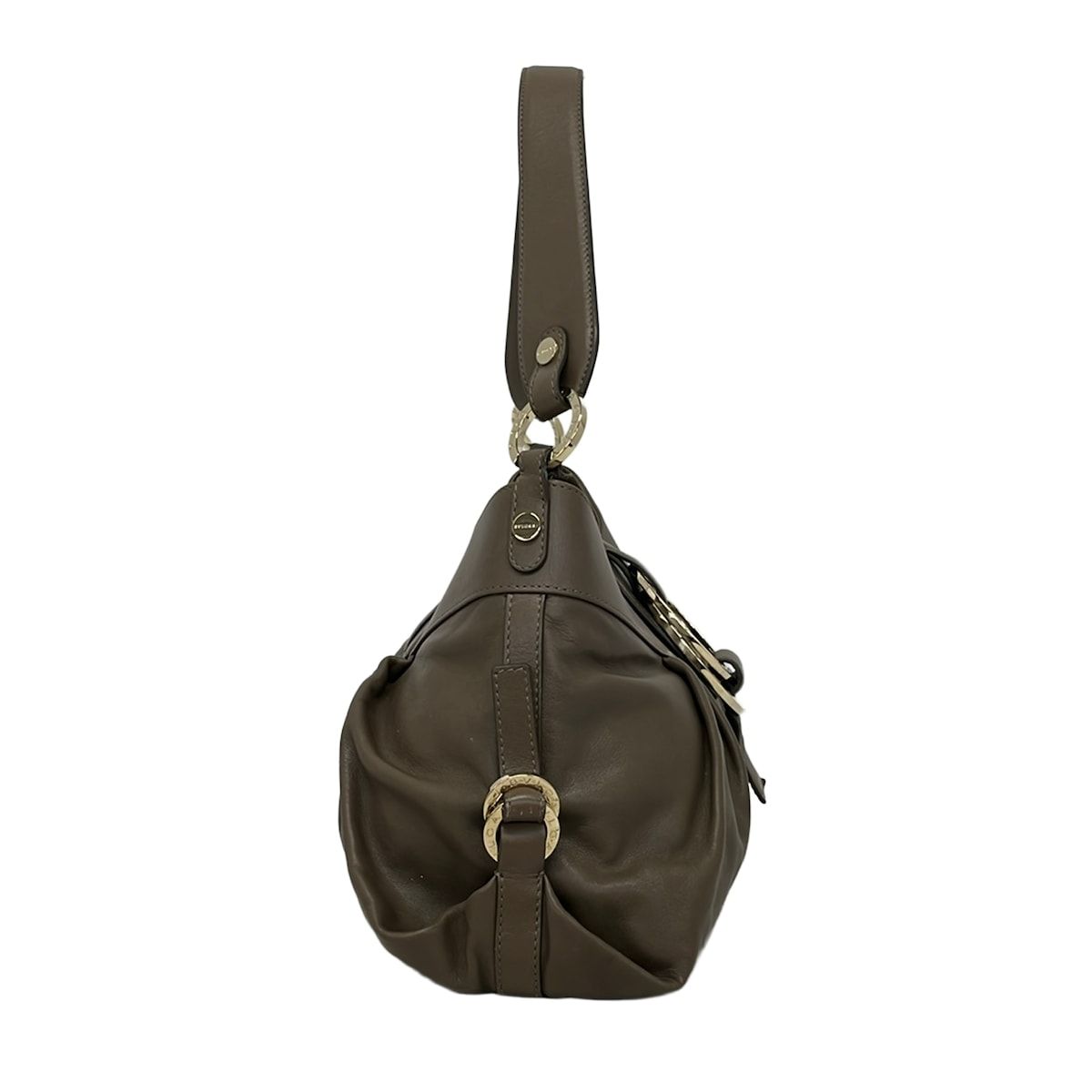 Bvlgari Shoulder Bag Chandra Gray Beige Leather — view 4
