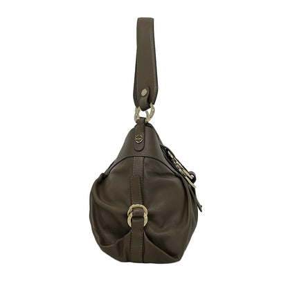 Bvlgari Shoulder Bag Chandra Gray Beige Leather — view 4