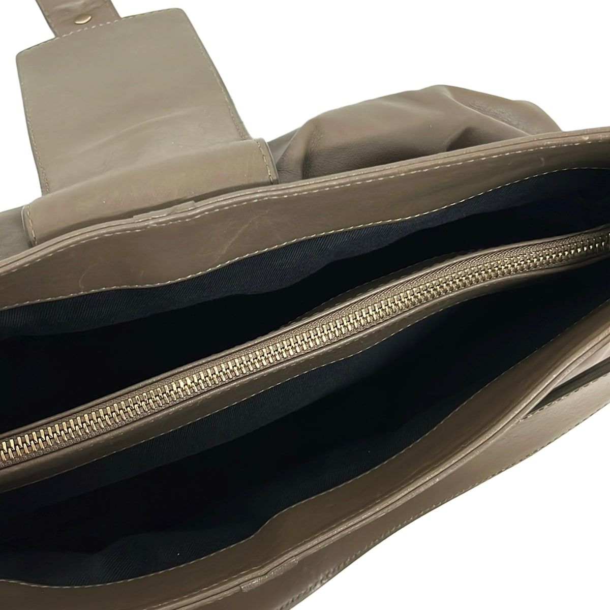 Bvlgari Shoulder Bag Chandra Gray Beige Leather — view 7