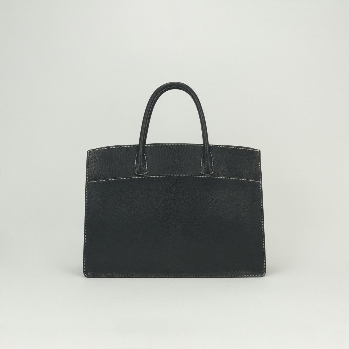 Hermes White Bus GM Business Briefcase Coromandel Noir Pearl Gray Black Silver