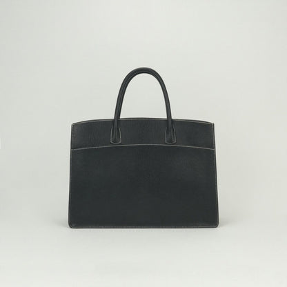 Hermes White Bus GM Business Briefcase Coromandel Noir Pearl Gray Black Silver