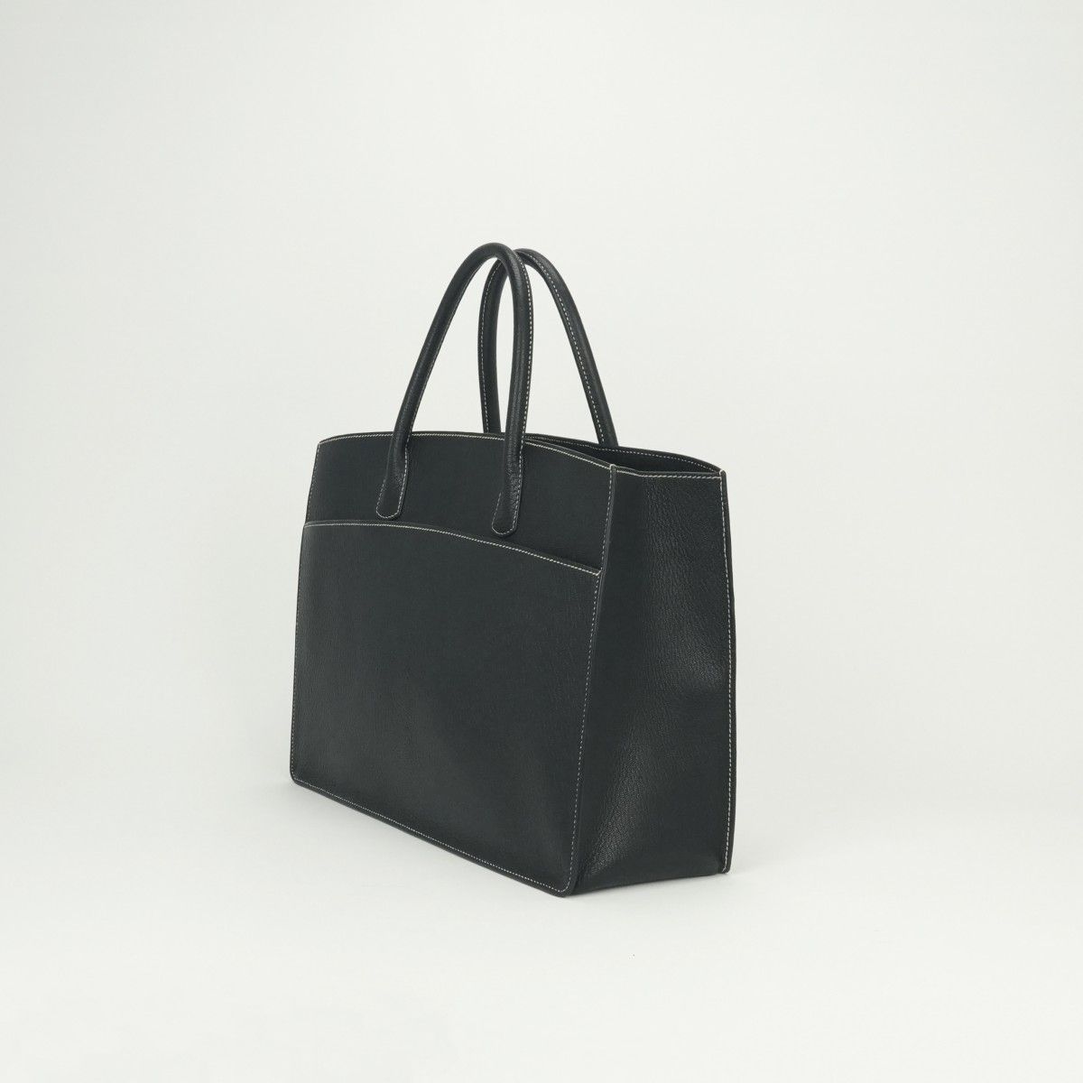 Hermes White Bus GM Business Briefcase Coromandel Noir Pearl Gray Black Silver — view 2