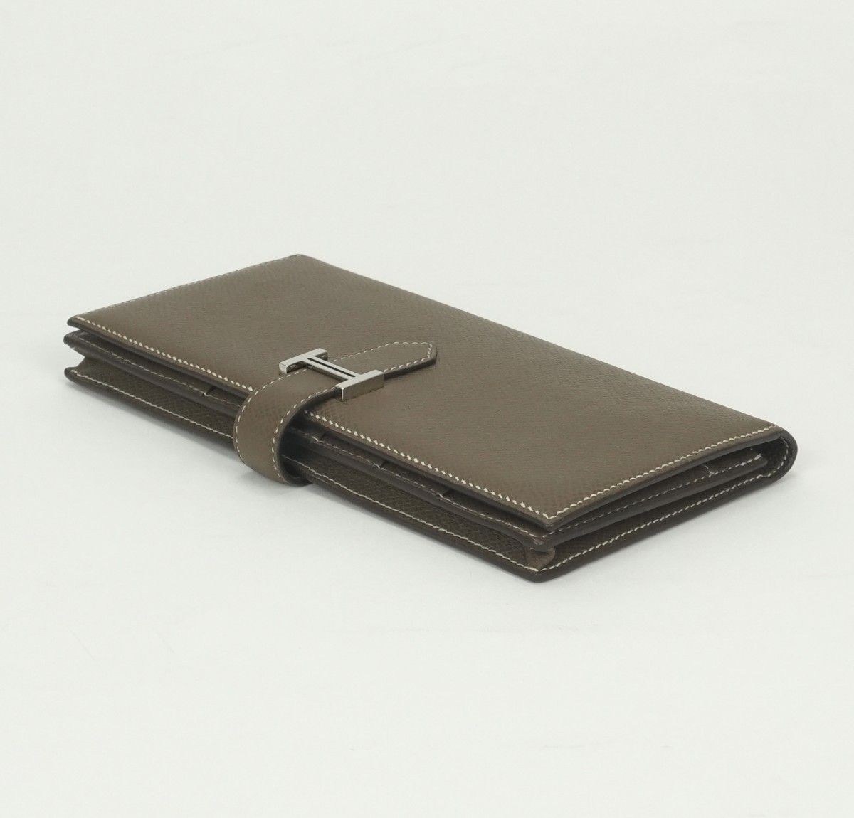 Hermes Bearn Souffle Wallet Epsom Etoupe Gray Silver Veau — view 4