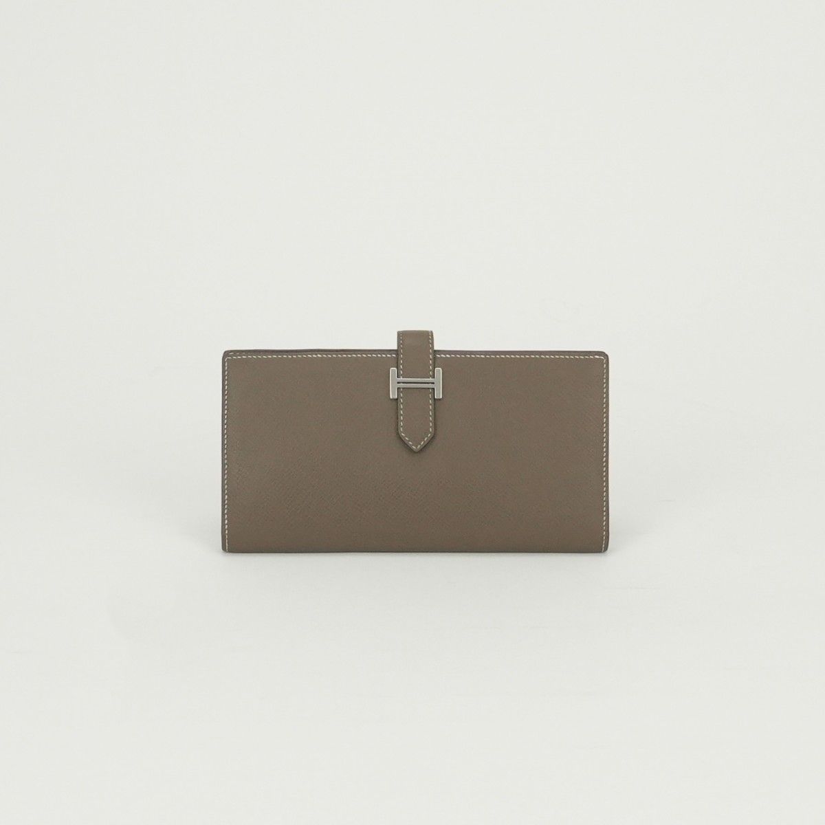 Hermes Bearn Souffle Wallet Epsom Etoupe Gray Silver Veau