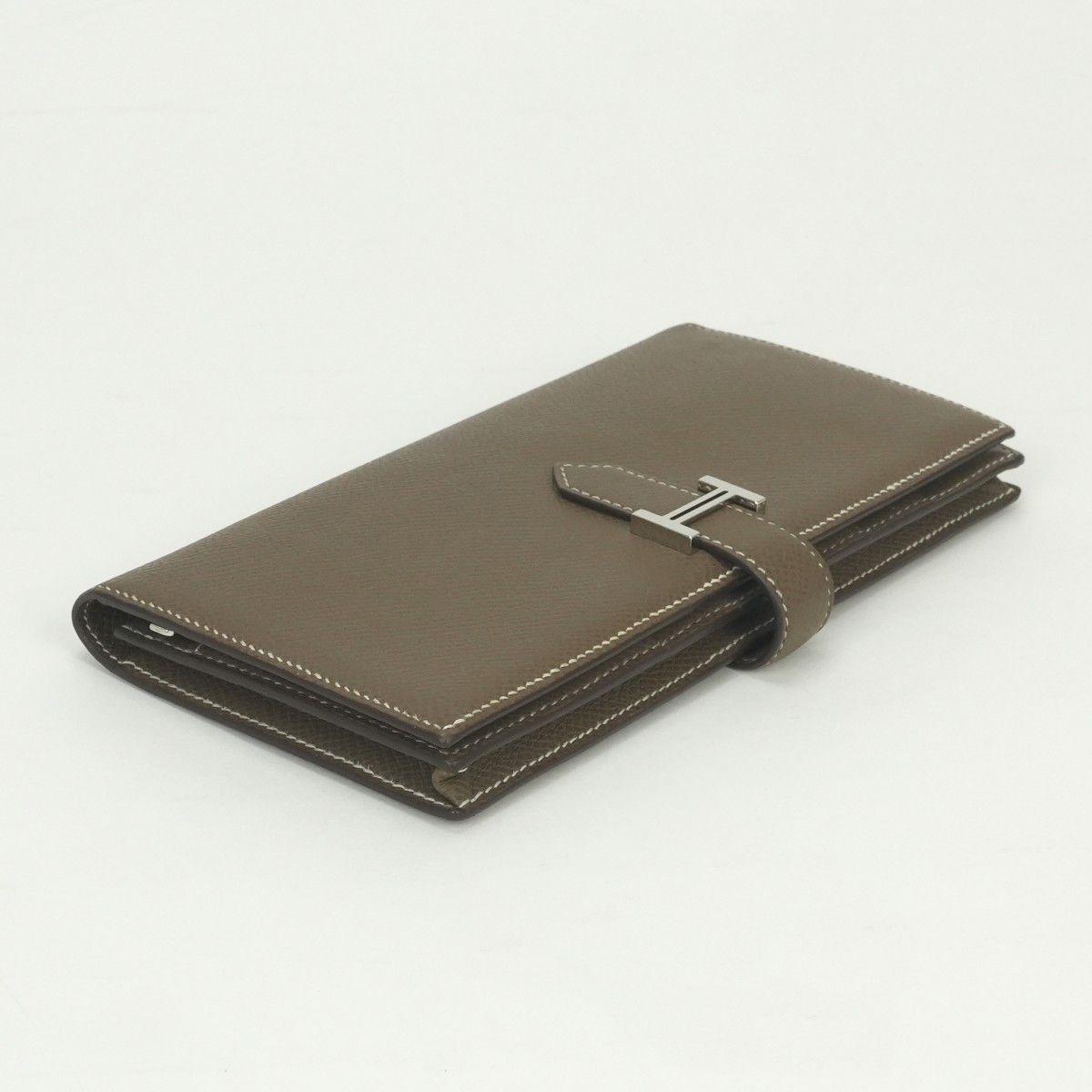 Hermes Bearn Souffle Wallet Epsom Etoupe Gray Silver Veau — view 3