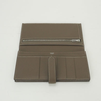 Hermes Bearn Souffle Wallet Epsom Etoupe Gray Silver Veau — view 5