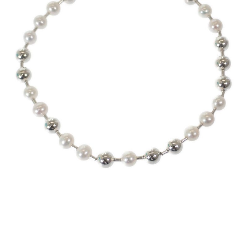 Tiffany & Co Pearl Ball Necklace 925 Sterling Silver Fresh Water Gift