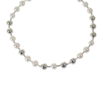 Tiffany & Co Pearl Ball Necklace 925 Sterling Silver Fresh Water Gift