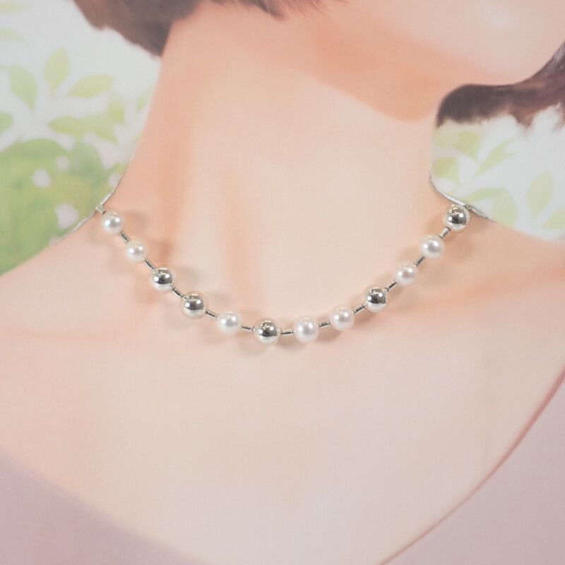 Tiffany & Co Pearl Ball Necklace 925 Sterling Silver Fresh Water Gift — view 6