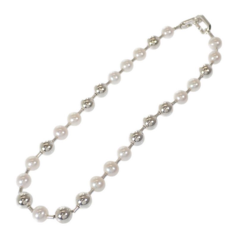 Tiffany & Co Pearl Ball Necklace 925 Sterling Silver Fresh Water Gift — view 2