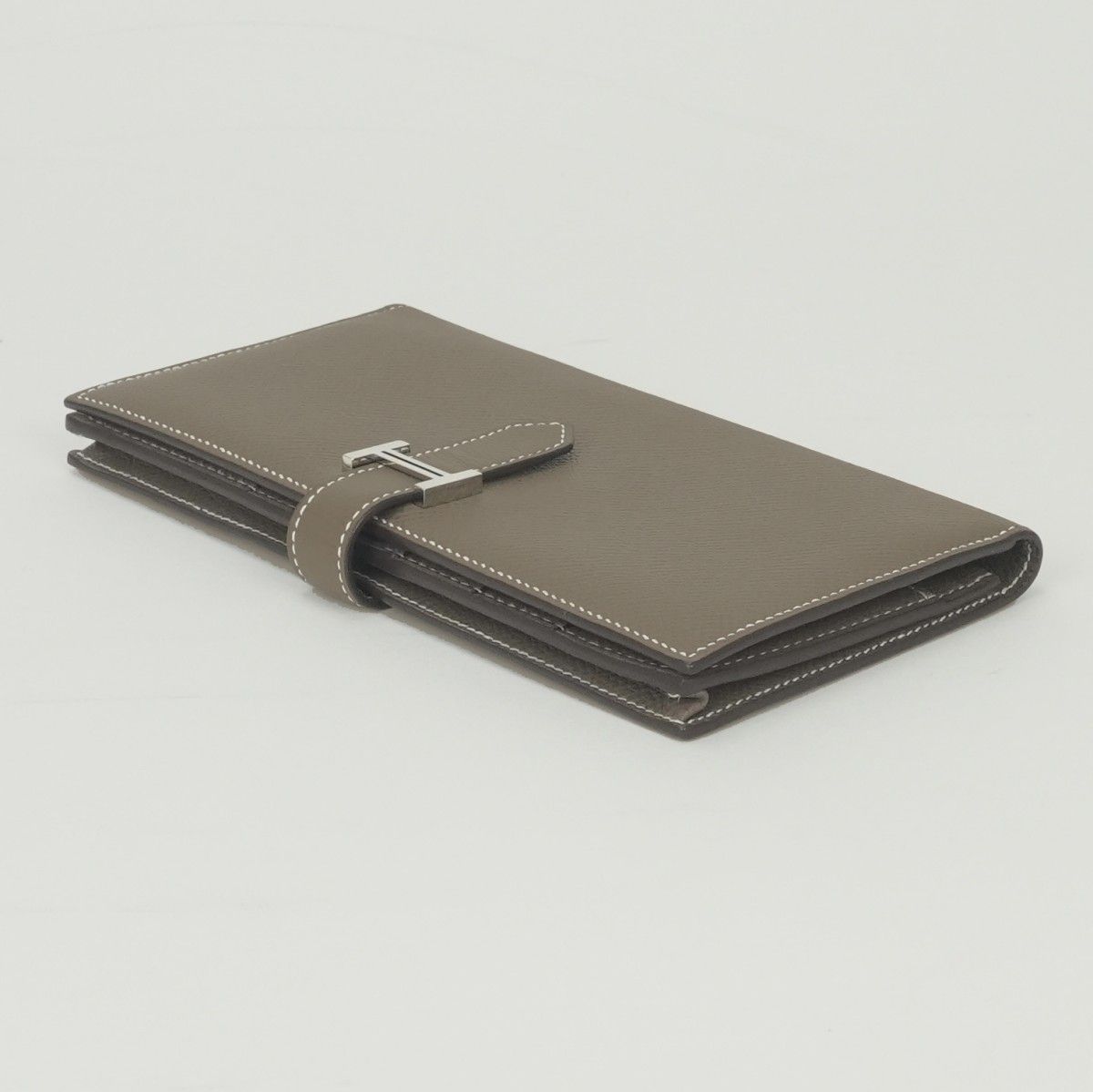 Hermes Bearn Souffle Wallet Epsom Etoupe Gray Silver Veau — view 4