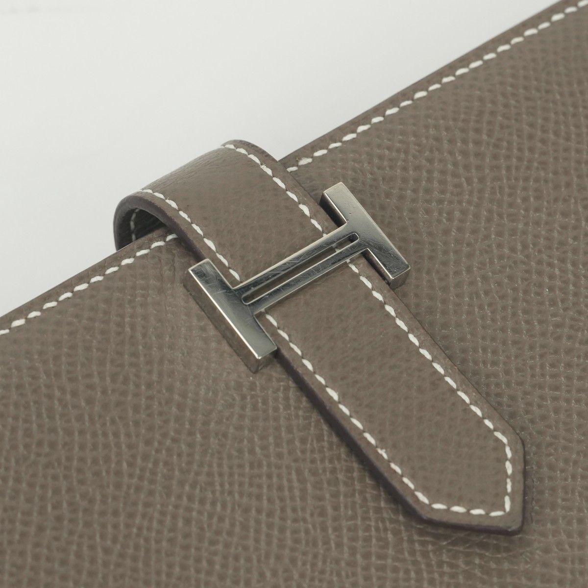 Hermes Bearn Souffle Wallet Epsom Etoupe Gray Silver Veau — view 5