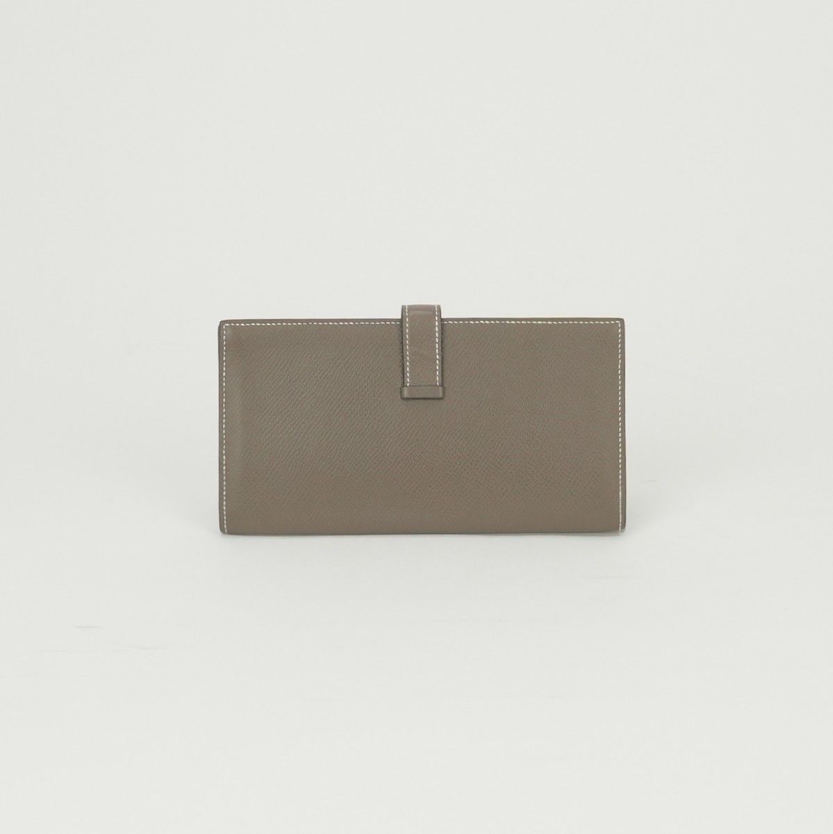 Hermes Bearn Souffle Wallet Epsom Etoupe Gray Silver Veau — view 2