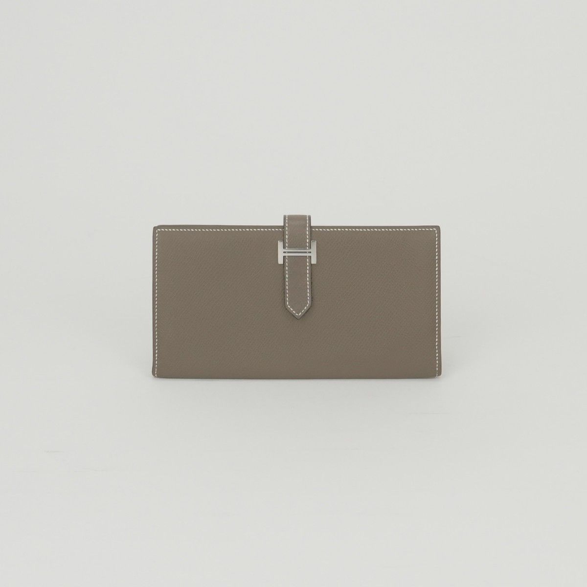 Hermes Bearn Souffle Wallet Epsom Etoupe Gray Silver Veau