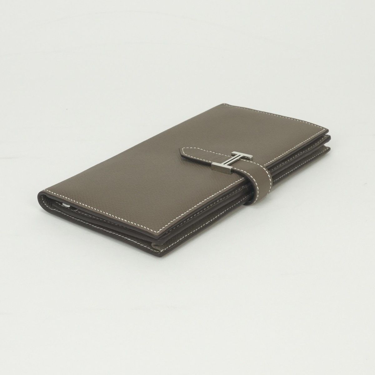 Hermes Bearn Souffle Wallet Epsom Etoupe Gray Silver Veau — view 3