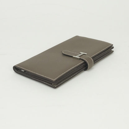 Hermes Bearn Souffle Wallet Epsom Etoupe Gray Silver Veau — view 3