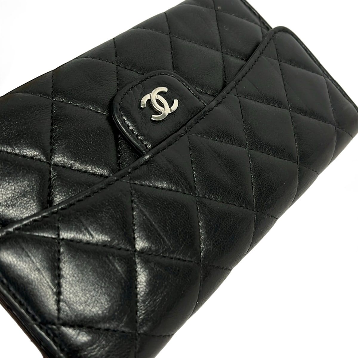 Chanel Wallet Quilted Black Silver Lambskin — view 6