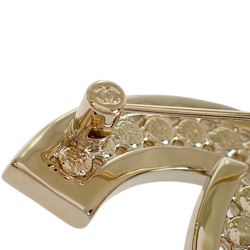 Chanel CC Logo Brooch Metal Rhinestone Gold Ceremonial Gift — view 7