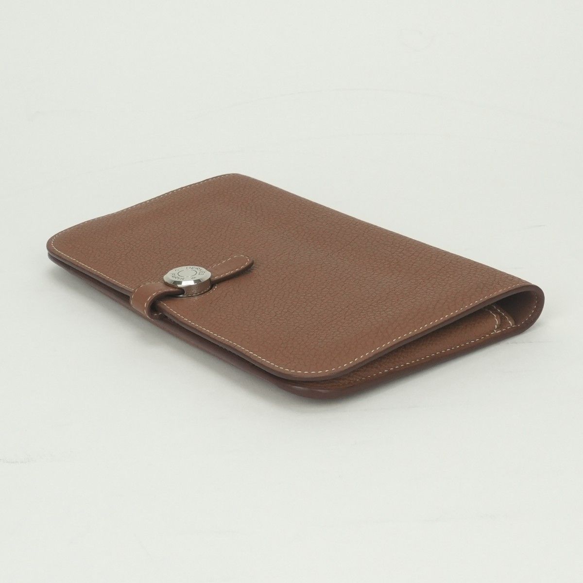 Hermes Dogon GM Duo Wallet Togo Gold Brown Silver Pouch Coin Purse — view 4