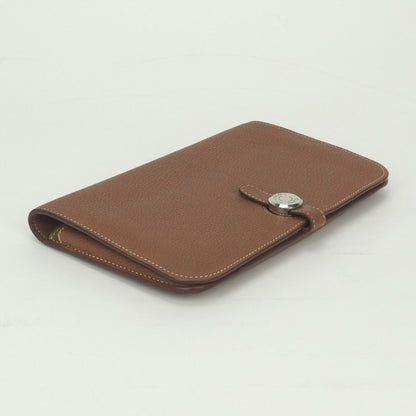 Hermes Dogon GM Duo Wallet Togo Gold Brown Silver Pouch Coin Purse — view 3