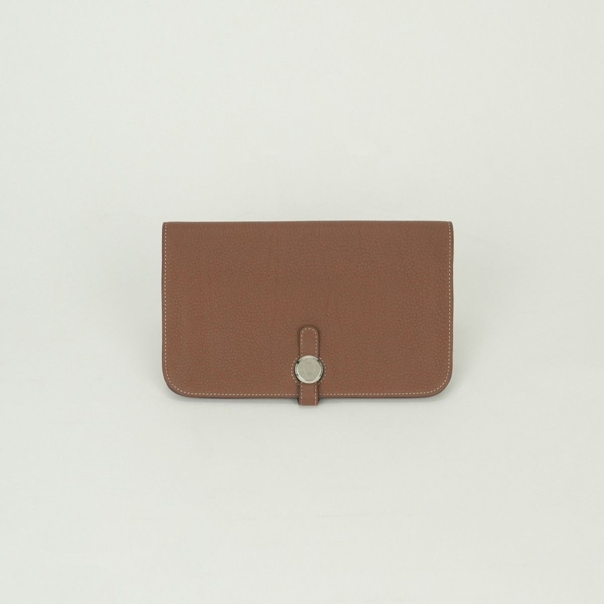 Hermes Dogon GM Duo Wallet Togo Gold Brown Silver Pouch Coin Purse