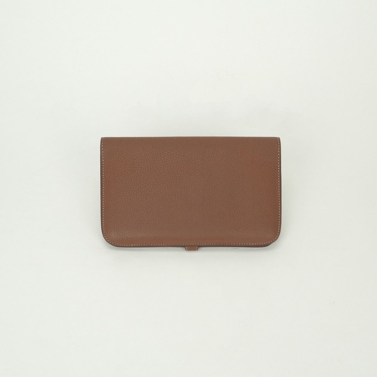 Hermes Dogon GM Duo Wallet Togo Gold Brown Silver Pouch Coin Purse — view 2