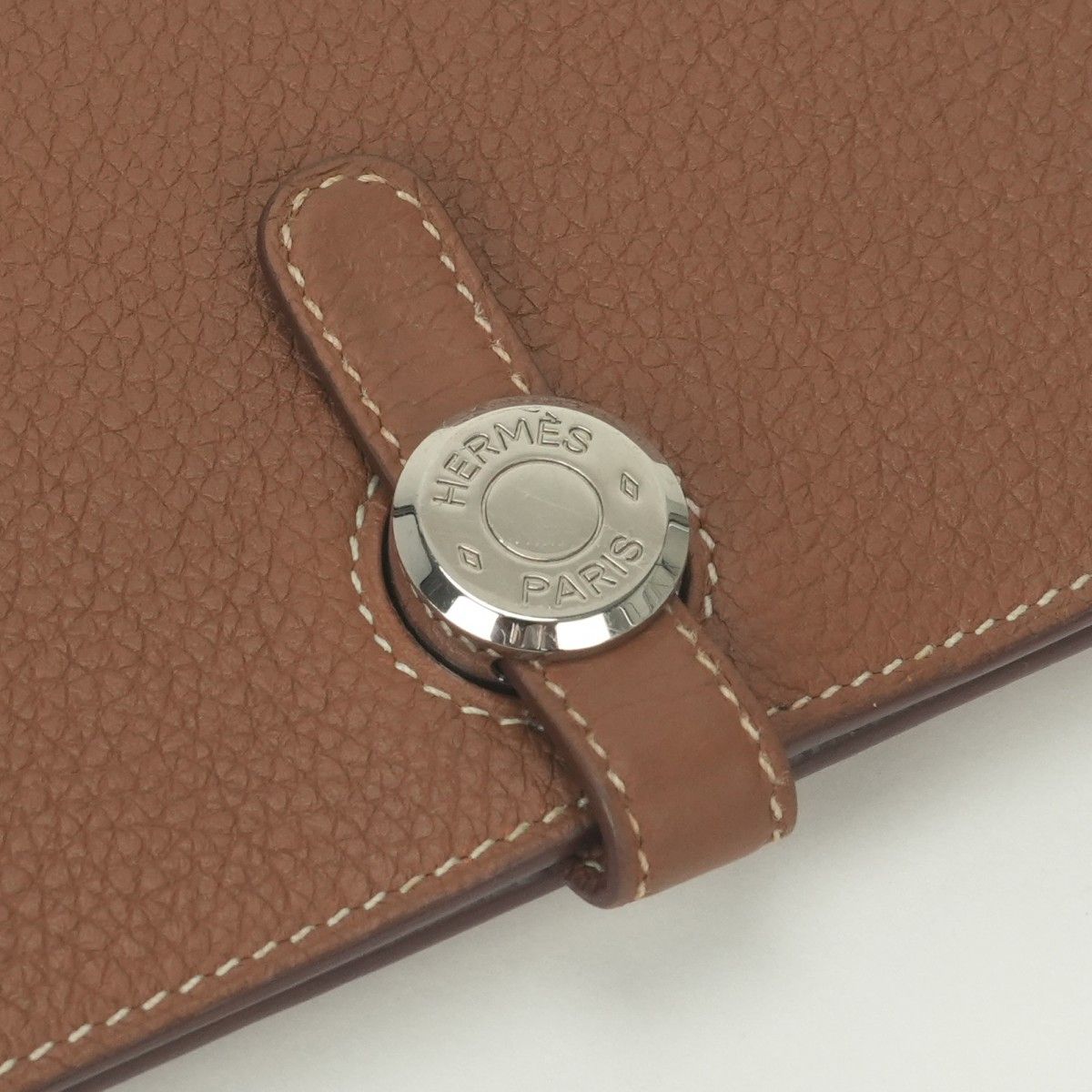 Hermes Dogon GM Duo Wallet Togo Gold Brown Silver Pouch Coin Purse — view 6