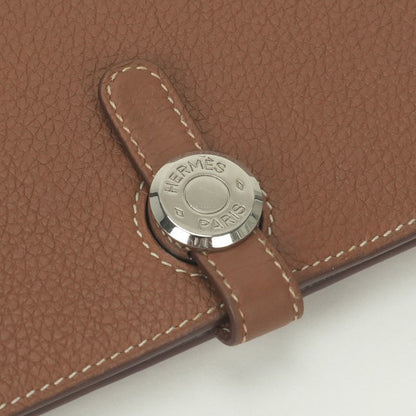 Hermes Dogon GM Duo Wallet Togo Gold Brown Silver Pouch Coin Purse — view 6
