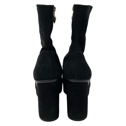 Chanel Short Boots 38.5 C Black Leather — view 3