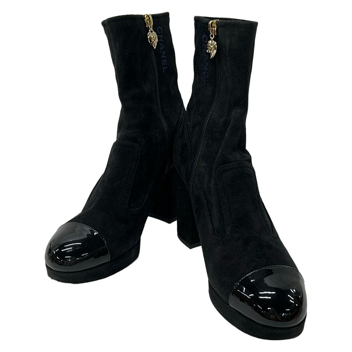 Chanel Short Boots 38.5 C Black Leather — view 2