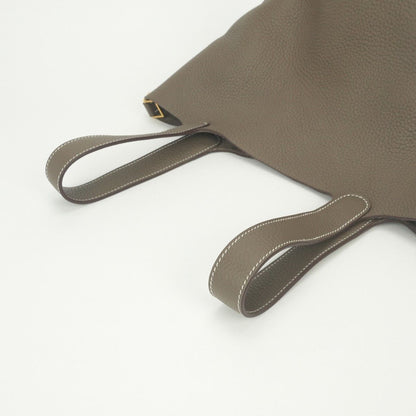 Hermes Picotin Lock MM 22 Tote Taurillon Clemence Etoupe Gray Gold Handbag — view 4