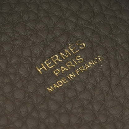 Hermes Picotin Lock MM 22 Tote Taurillon Clemence Etoupe Gray Gold Handbag — view 7