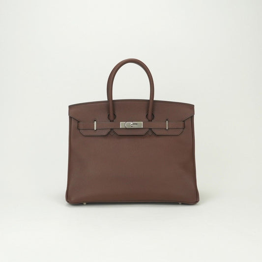 Hermes Birkin 35 Tote Ardennes Brown Fonce Silver