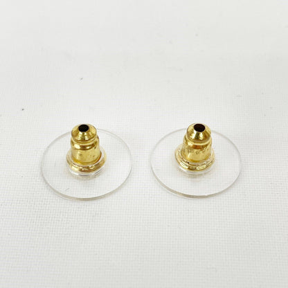Chanel Earrings CC Logo Square Rhinestone Faux Pearl Champagne Gold — view 4